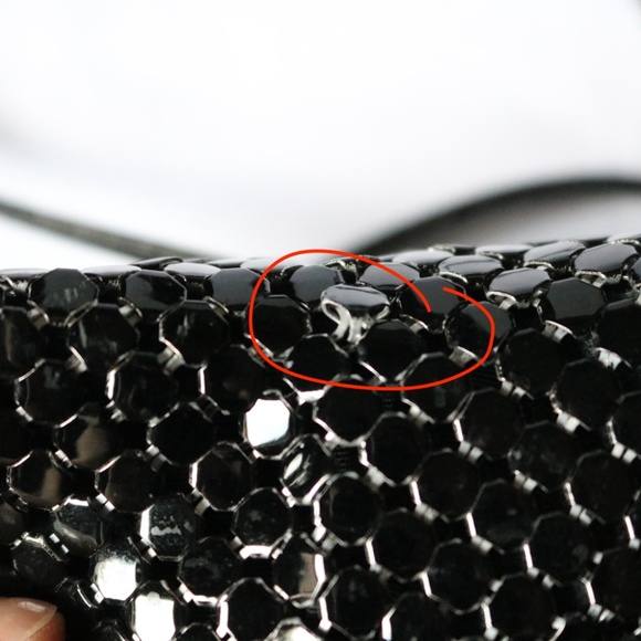 Whiting & Davis Black Mesh Clutch Shoulder Bag Purse Folder Over Tassel - Picture 13 of 14